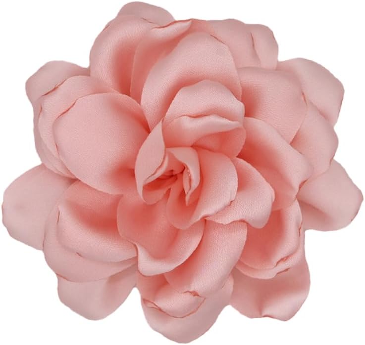 Decixde Satin Fabric Rose Flower Brooches - Handmade Floral Accessory for Wedding Party Dance Banquet Ceremony - Size: 4.72in - Image 5